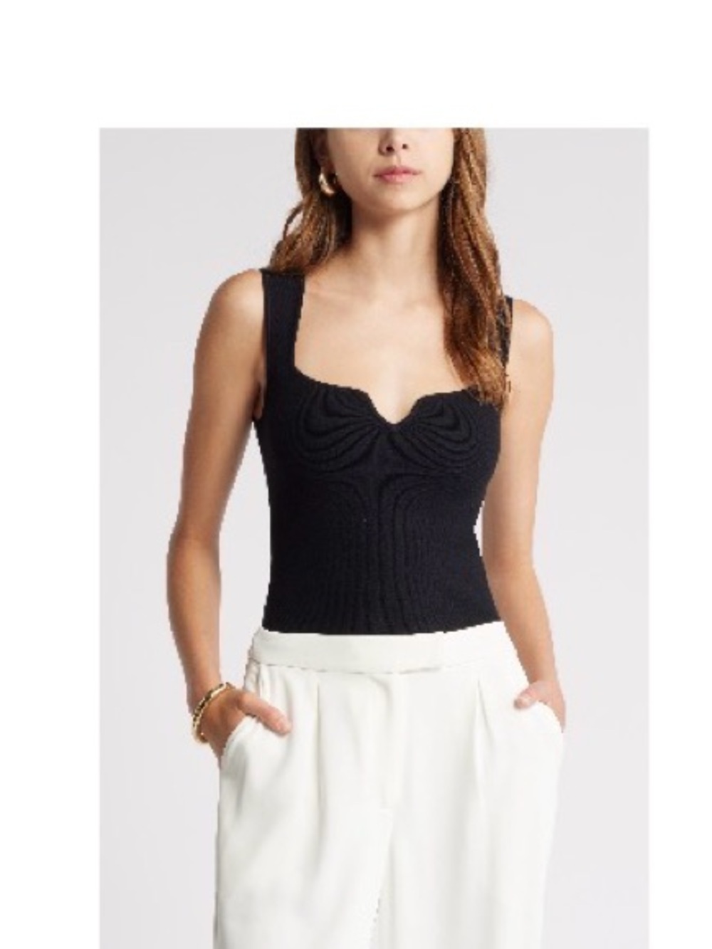 Sculpted Black Knit Tank Top - Women